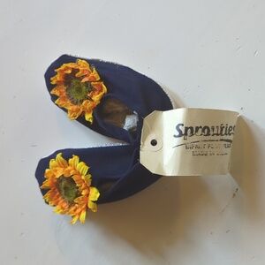 New Sunflower Embellished Baby Navy Slippers Sz 3
